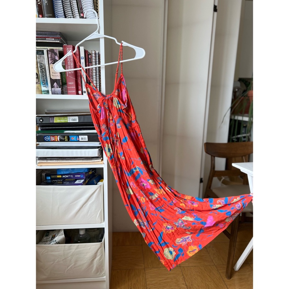 Aerie 🧡 Floral Midi/Maxi Dress, size XS, orange with floral pattern